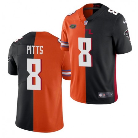 Men's Atlanta Falcons #8 Kyle Pitts 2021 Orange/Black Split Stitched Jersey