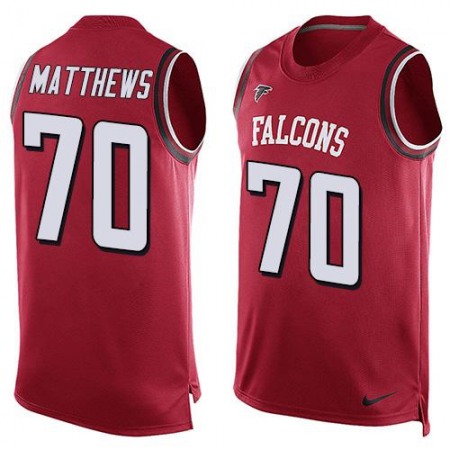 Nike Falcons #70 Jake Matthews Red Team Color Men's Stitched NFL Limited Tank Top Jersey