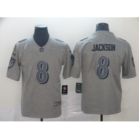 Men's Baltimore Ravens #8 Lamar Jackson Grey Limited Stitched NFL Jersey
