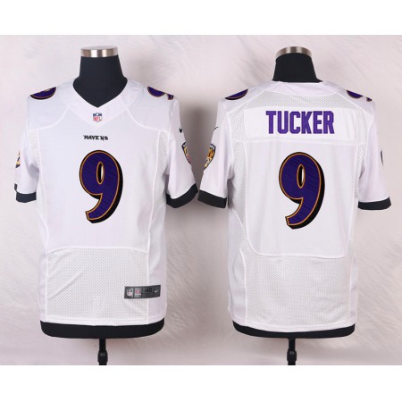 Nike Ravens #9 Justin Tucker White Men's Stitched NFL New Elite Jersey