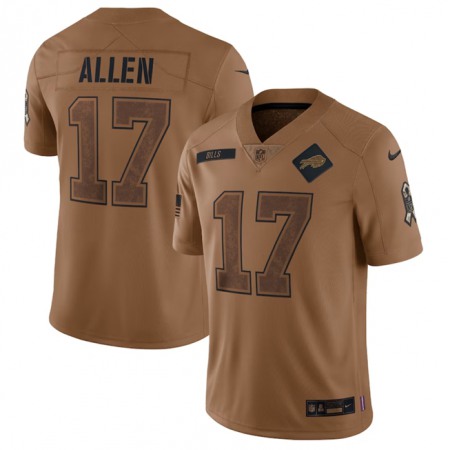 Men's Buffalo Bills #17 Josh Allen 2023 Brown Salute To Service Limited Stitched Jersey