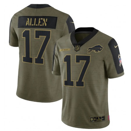 Men's Buffalo Bills #17 Josh Allen 2021 Olive Salute To Service Limited Stitched Jersey