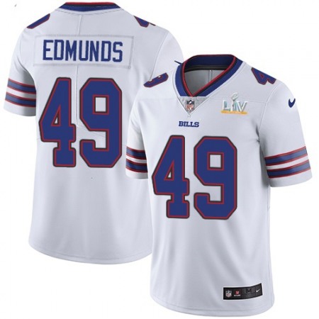 Men's Buffalo Bills #49 Tremaine Edmunds White 2021 Super Bowl LV Stitched NFL Jersey
