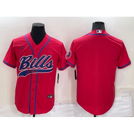Men's Buffalo Bills Blank Red Cool Base Stitched Baseball Jersey