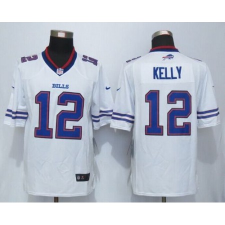 Nike Bills #12 Jim Kelly White Men's Stitched NFL Limited Jersey