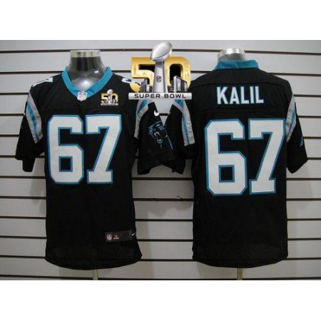 Nike Panthers #67 Ryan Kalil Black Team Color Super Bowl 50 Men's Stitched NFL Elite Jersey