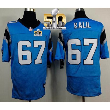Nike Panthers #67 Ryan Kalil Blue Alternate Super Bowl 50 Men's Stitched NFL Elite Jersey