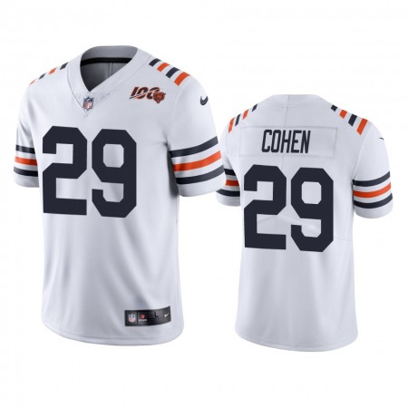 Men's Chicago Bears #29 Tarik Cohen White 2019 100th Season Limited Stitched NFL Jersey