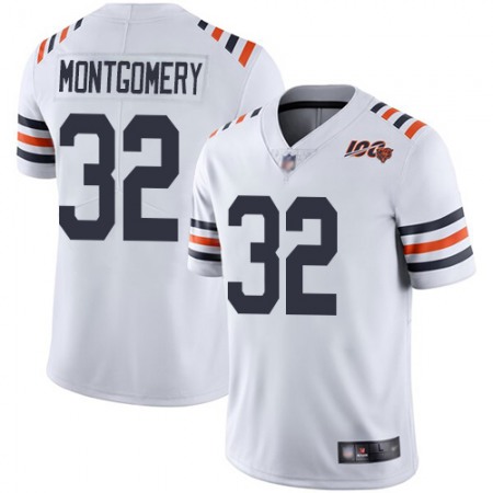 Men's Chicago Bears #32 David Montgomery White 2019 100th Season Vapor Untouchable Limited NFL Jersey