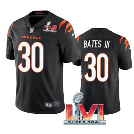 Men's Cincinnati Bengals #30 Jessie Bates III 2022 Black Super Bowl LVI Vapor Limited Stitched Jersey