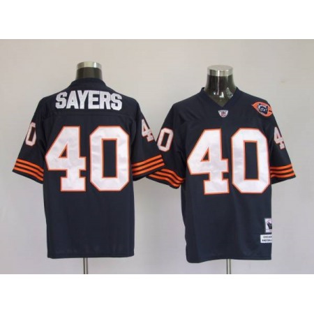 Mitchell & Ness Bears #40 Gale Sayers Blue With Big Number Bear Patch Stitched Throwback NFL Jersey