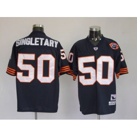Mitchell & Ness Bears #50 Mike Singletary Blue With Big Number Bear Patch Stitched Throwback NFL Jersey