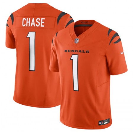 Men's Cincinnati Bengals #1 Ja'Marr Chase Orange 2023 F.U.S.E. Vapor Untouchable Limited Stitched Jersey