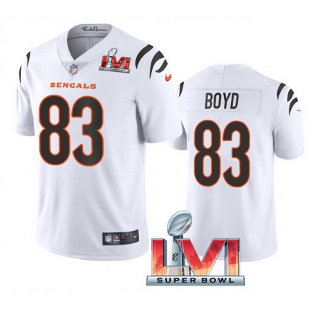 Men's Cincinnati Bengals #83 Tyler Boyd 2022 White Super Bowl LVI Vapor Limited Stitched Jersey