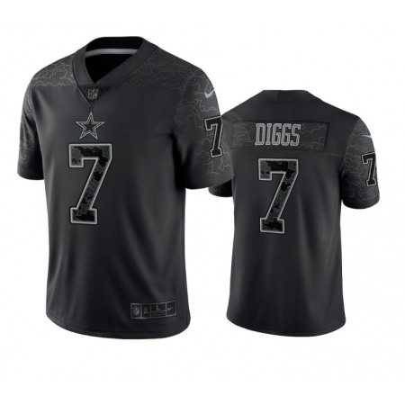 Men's Dallas Cowboys #7 Trevon Diggs Black Reflective Limited Stitched Football Jersey