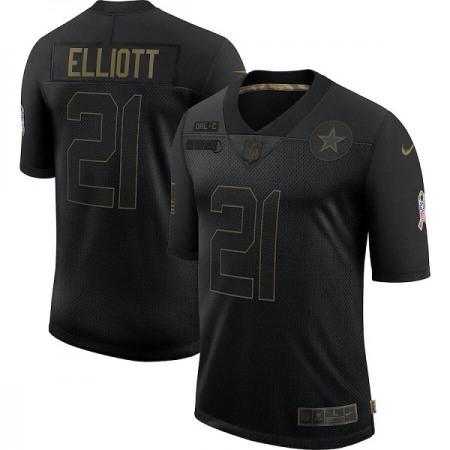 Men's Dallas Cowboys #21 Ezekiel Elliott 2020 Black Salute To Service Limited Stitched Jersey