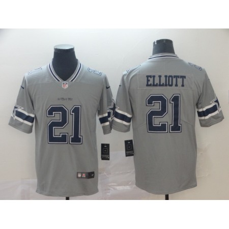 Men's Dallas Cowboys #21 Ezekiel Elliott Gray Inverted Legend Stitched NFL Jersey