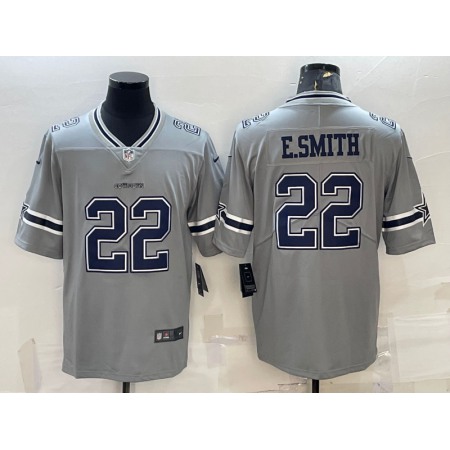 Men's Dallas Cowboys #22 Emmitt Smith Grey Inverted Edition Stitched Jersey