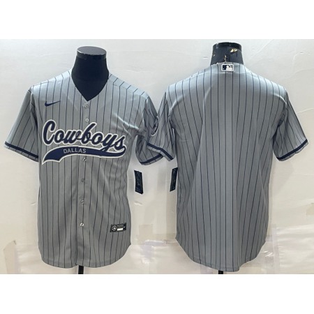 Men's Dallas Cowboys Blank Grey With Patch Cool Base Stitched Baseball Jersey