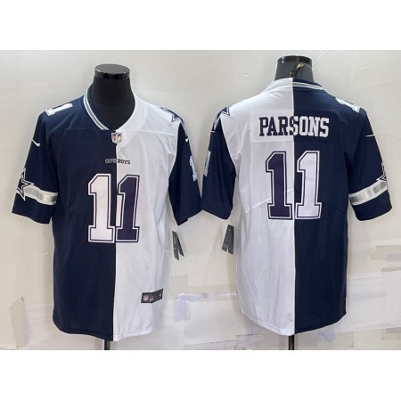 Men's Dallas Cowboys #11 Micah Parsons Navy White Split Vapor Untouchable Limited Stitched Jersey