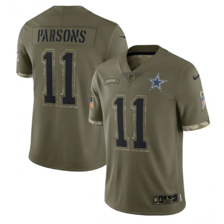 Men's Dallas Cowboys #11 Micah Parsons Olive 2022 Salute To Service Limited Stitched Jersey