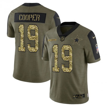 Men's Dallas Cowboys #19 Amari Cooper 2021 Olive Camo Salute To Service Limited Stitched Jersey