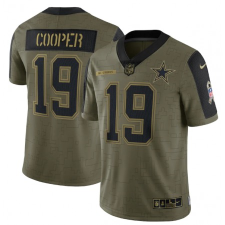 Men's Dallas Cowboys #19 Amari Cooper 2021 Olive Salute To Service Limited Stitched Jersey