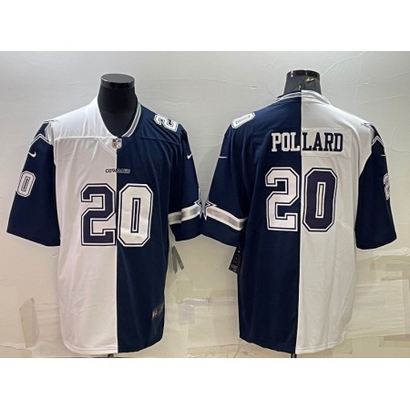 Men's Dallas Cowboys #20 Tony Pollard Navy White Split Vapor Untouchable Limited Stitched Jersey