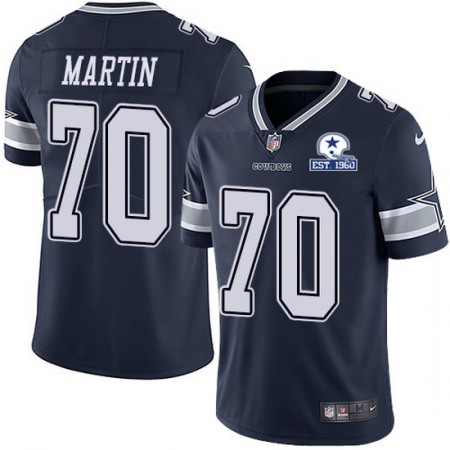 Men's Dallas Cowboys #70 Zack Martin Navy With Established In 1960 Patch Limited Stitched Jersey