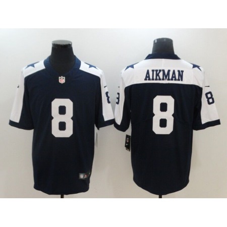 Men's Nike Dallas Cowboys #8 Troy Aikman Navy Blue Thanksgiving Vapor Untouchable Throwback Limited Stitched NFL Jersey