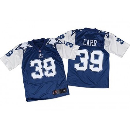 Nike Cowboys #39 Brandon Carr Navy Blue/White Throwback Men's Stitched NFL Elite Jersey