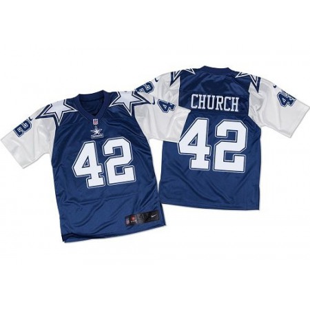 Nike Cowboys #42 Barry Church Navy Blue/White Throwback Men's Stitched NFL Elite Jersey