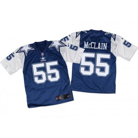 Nike Cowboys #55 Rolando McClain Navy Blue/White Throwback Men's Stitched NFL Elite Jersey