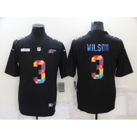 Men's Denver Broncos #3 Russell Wilson Black Crucial Catch Limited Stitched Jersey