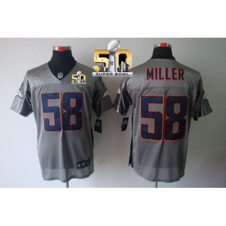 Nike Broncos #58 Von Miller Grey Shadow Super Bowl 50 Men's Stitched NFL Elite Jersey