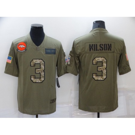 Men's Denver Broncos #3 Russell Wilson Olive/Camo Salute To Service Limited Stitched Jersey