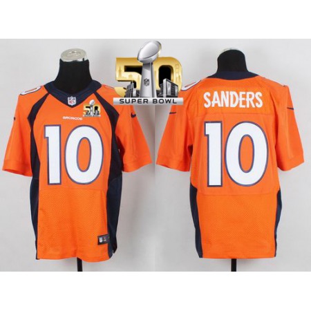 Nike Broncos #10 Emmanuel Sanders Orange Team Color Super Bowl 50 Men's Stitched NFL New Elite Jersey