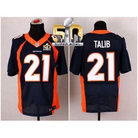 Nike Broncos #21 Aqib Talib Navy Blue Alternate Super Bowl 50 Men's Stitched NFL New Elite Jersey