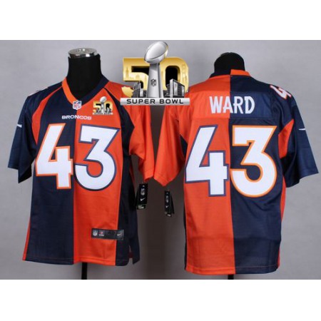 Nike Broncos #43 T.J. Ward Orange/Navy Blue Super Bowl 50 Men's Stitched NFL Elite Split Jersey