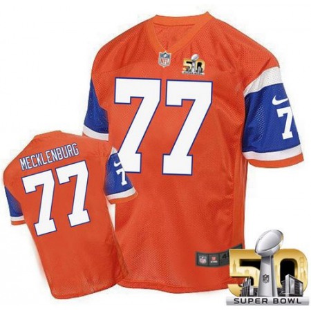 Nike Broncos #77 Karl Mecklenburg Orange Super Bowl 50 Men's Stitched NFL Elite Throwback Jersey