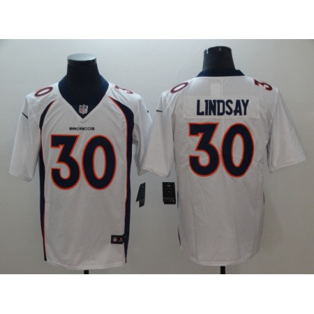 Men's Denver Broncos #30 Phillip Lindsay White Vapor Untouchable Limited Stitched NFL Jersey