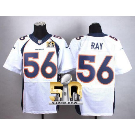 Nike Broncos #56 Shane Ray White Super Bowl 50 Men's Stitched NFL New Elite Jersey