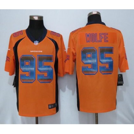 Nike Broncos #95 Derek Wolfe Orange Team Color Men's Stitched NFL Limited Strobe Jersey