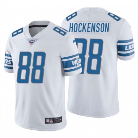 Men's Detroit Lions #88 T.J. Hockenson White 2019 100th Season Vapor Untouchable Limited Stitched NFL Jersey