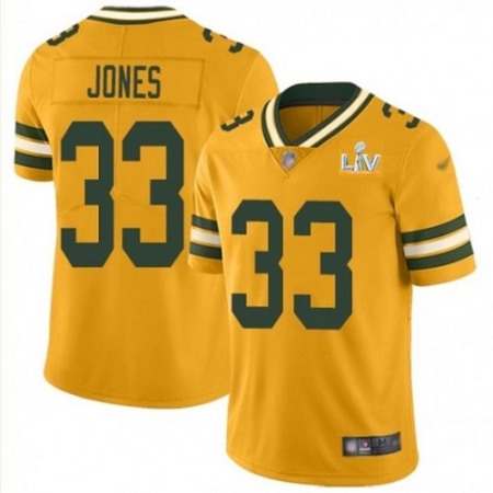 Men's Green Bay Packers #33 Aaron Jones Gold 2021 Super Bowl LV Stitched NFL Jersey