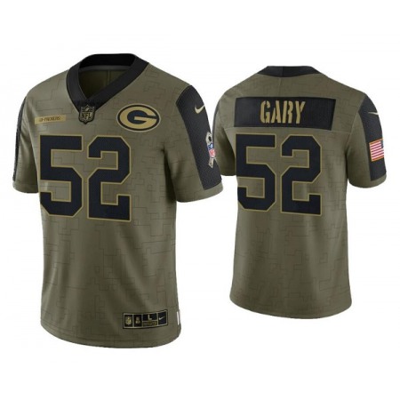 Men's Green Bay Packers #52 Rashan Gary 2021 Olive Salute To Service Limited Stitched Jersey