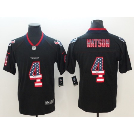 Men's Houston Texans #4 Deshaun Watson Black 2018 USA Flag Color Rush Limited Fashion NFL Stitched Jersey