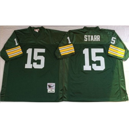 Mitchell And Ness 1969 Packers #15 Bart Starr Green Throwback Stitched NFL Jersey