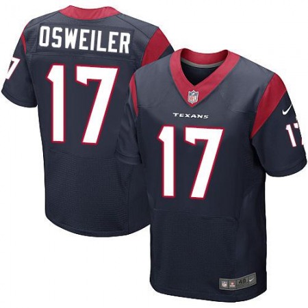 Nike Texans #17 Brock Osweiler Navy Blue Team Color Men's Stitched NFL Elite Jersey