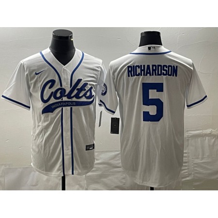 Men's Indianapolis Colts #5 Anthony Richardson White Cool Base Stitched Baseball Jersey